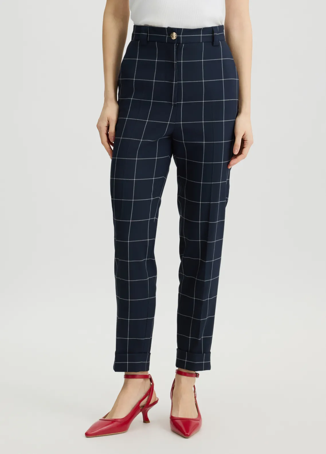 Liu Jo Pantalones de cuadros ajustados-Mujer Pantalones|Tailleur