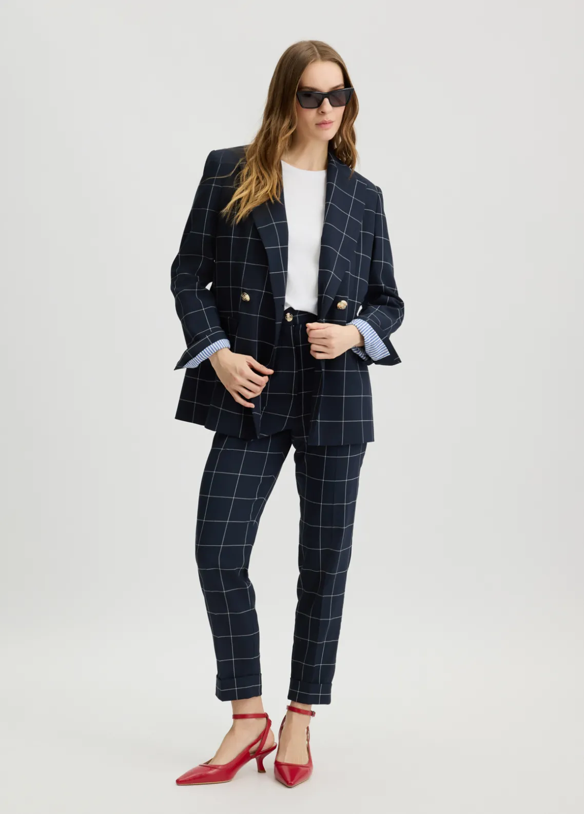 Liu Jo Pantalones de cuadros ajustados-Mujer Pantalones|Tailleur