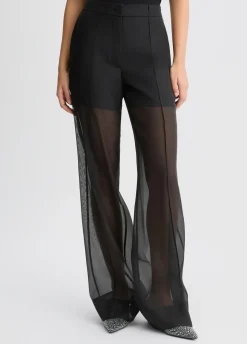 Liu Jo Pantalones rectos de organza-Mujer Pantalones|Tailleur