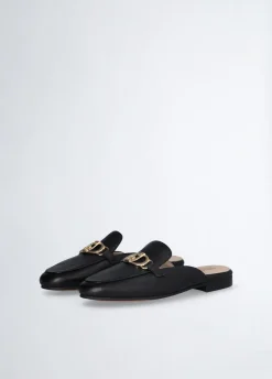 Liu Jo Pantuflas de piel con logotipo-Mujer Mocasines