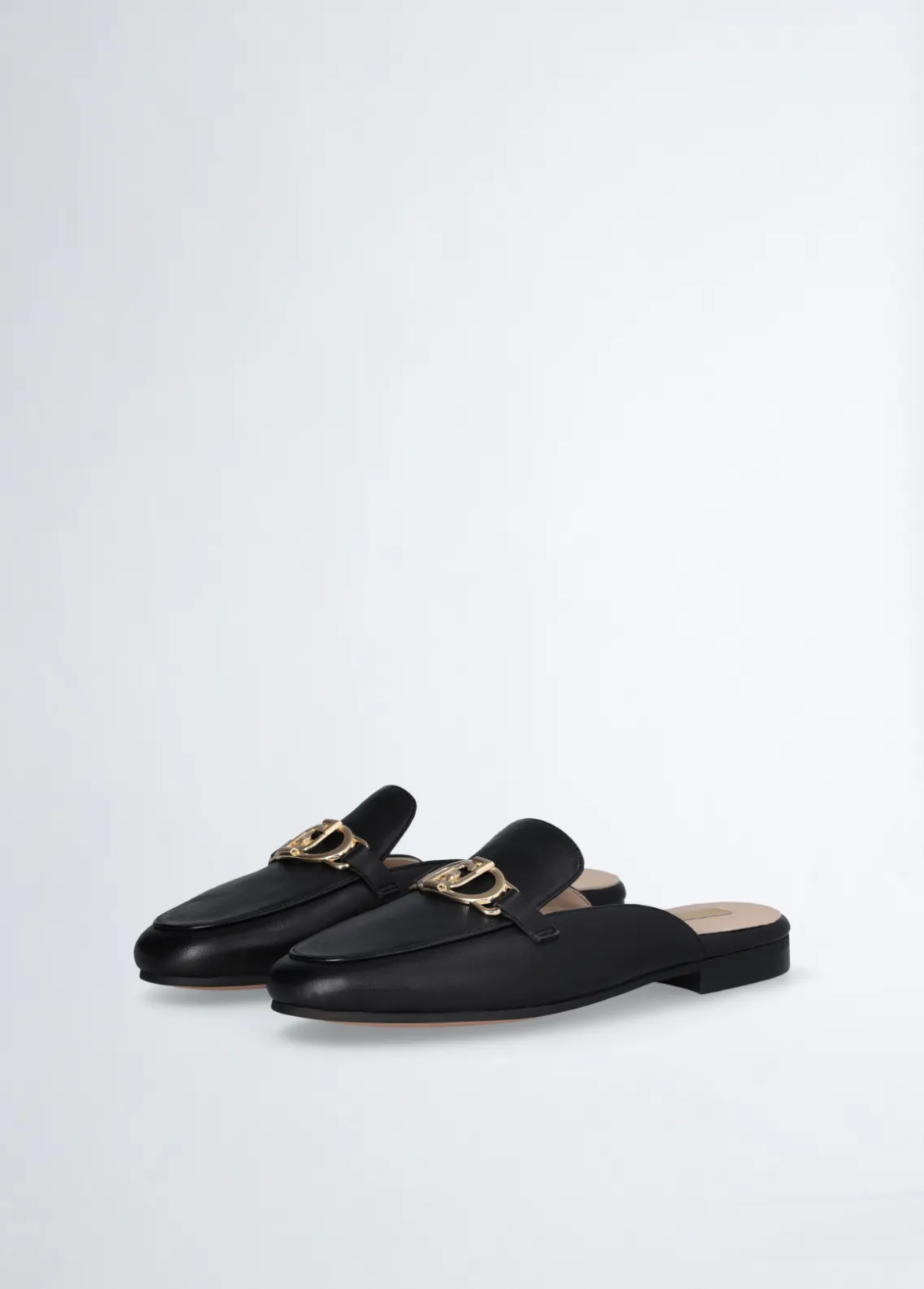 Liu Jo Pantuflas de piel con logotipo-Mujer Mocasines