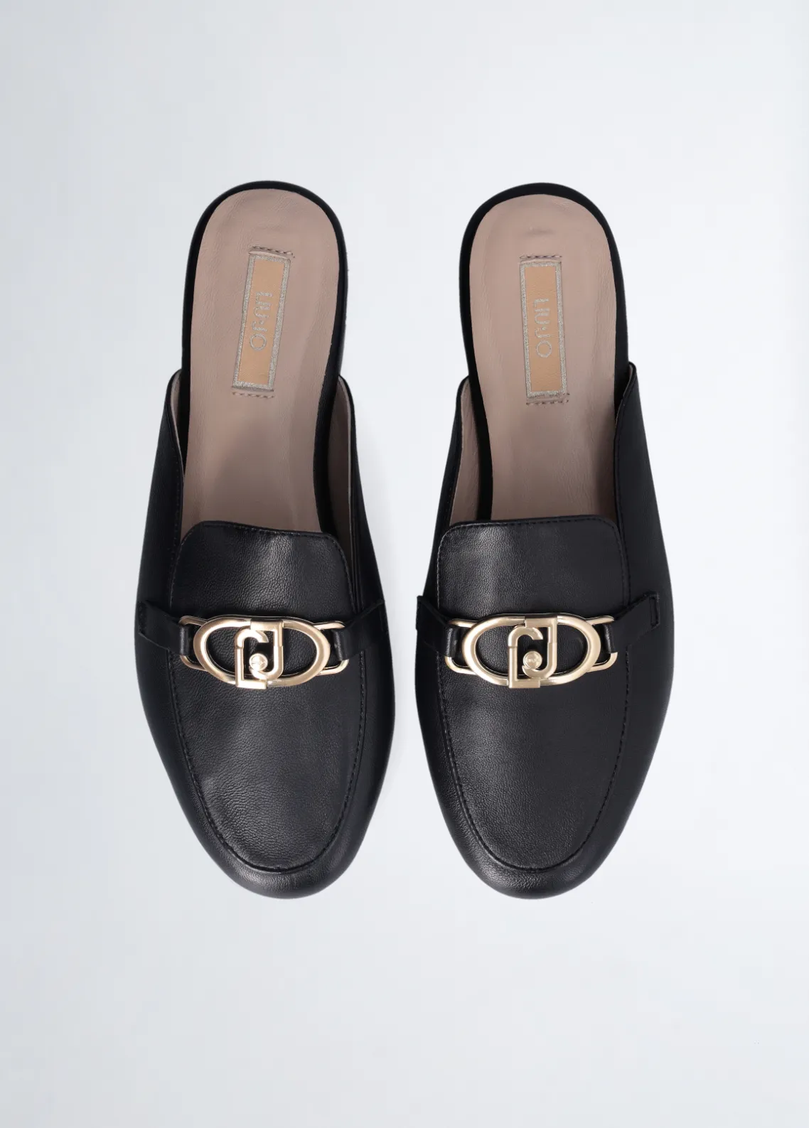 Liu Jo Pantuflas de piel con logotipo-Mujer Mocasines