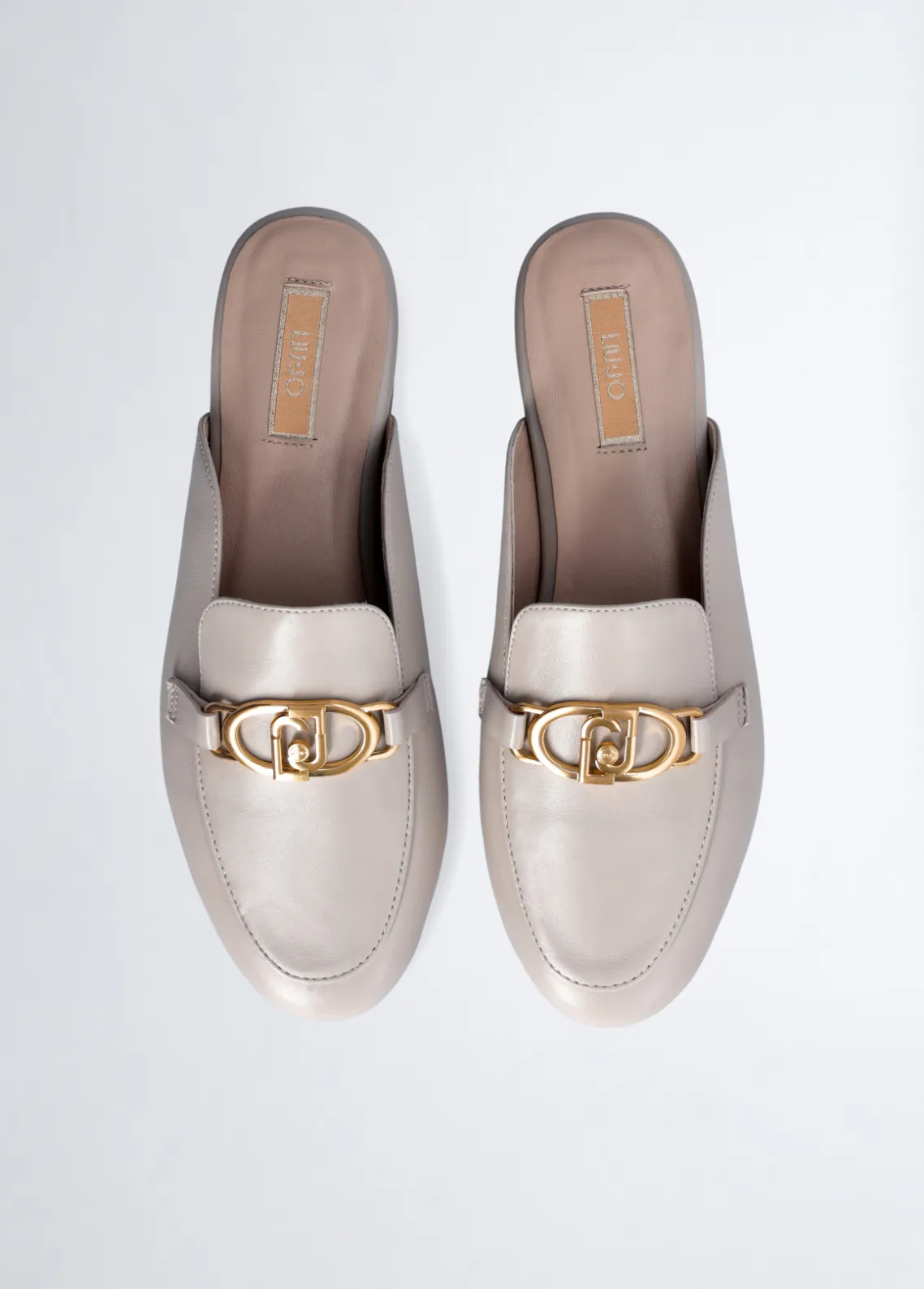 Liu Jo Pantuflas de piel con logotipo-Mujer Mocasines