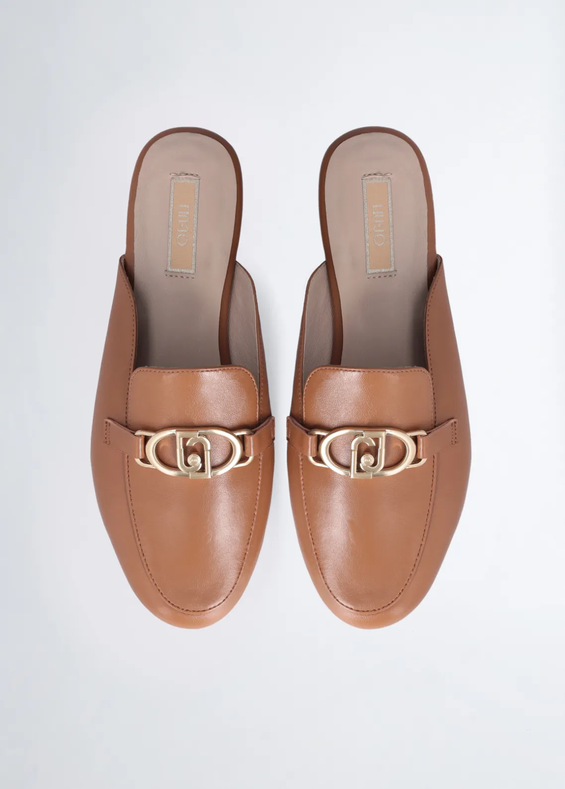 Liu Jo Pantuflas de piel con logotipo-Mujer Mocasines