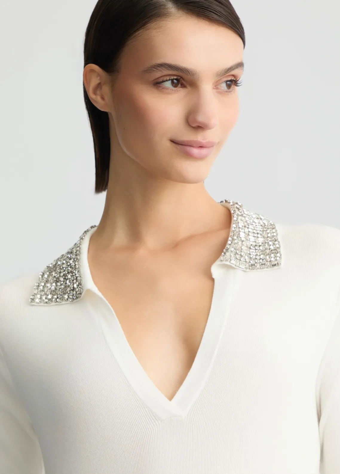 Liu Jo Polo blanco con bordados decorativos-Mujer Cárdigans Y Jerséis