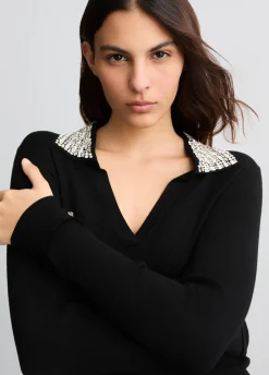 Liu Jo Polo con Bordado de Joya-Mujer Cárdigans Y Jerséis