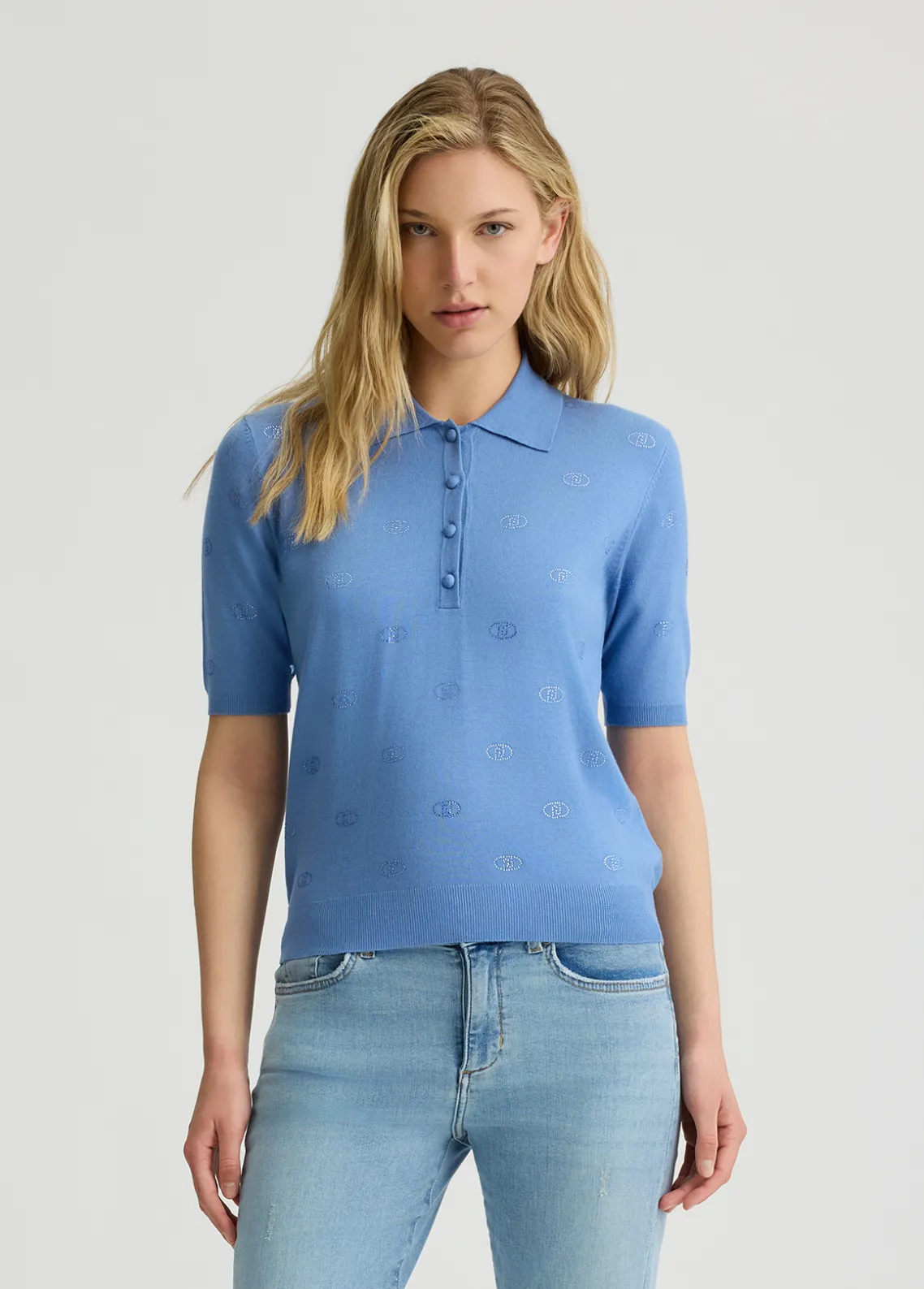 Liu Jo Polo de punto con strass-Mujer Cárdigans Y Jerséis