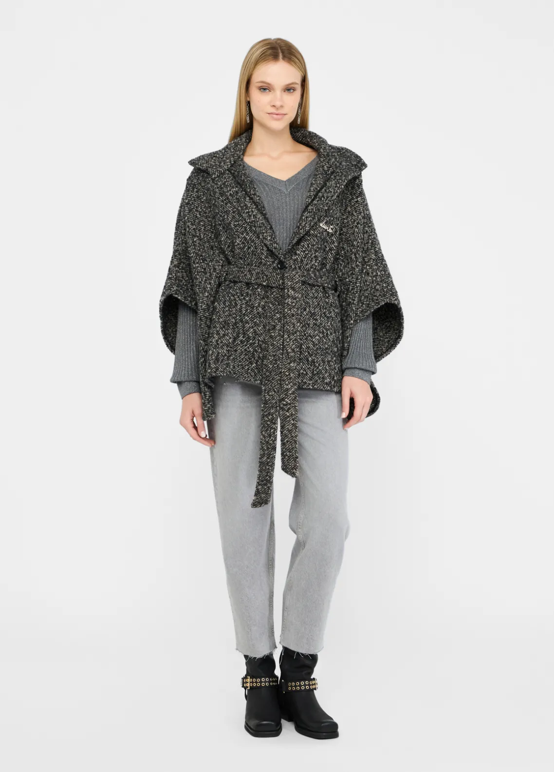 Liu Jo Poncho con cinturón-Mujer Abrigos Y Chalecos