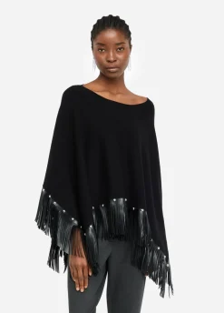 Liu Jo Poncho con flecos y tachuelas-Mujer Abrigos Y Chalecos
