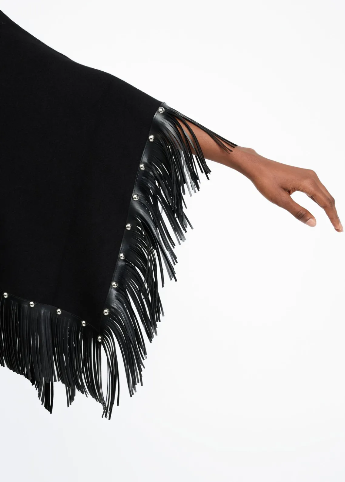 Liu Jo Poncho con flecos y tachuelas-Mujer Abrigos Y Chalecos