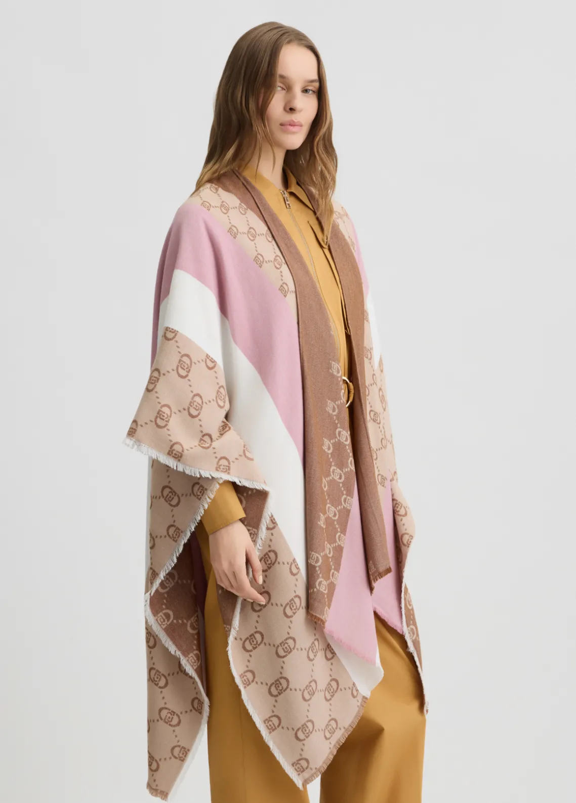 Liu Jo Poncho con logotipo monograma-Mujer Abrigos Y Chalecos