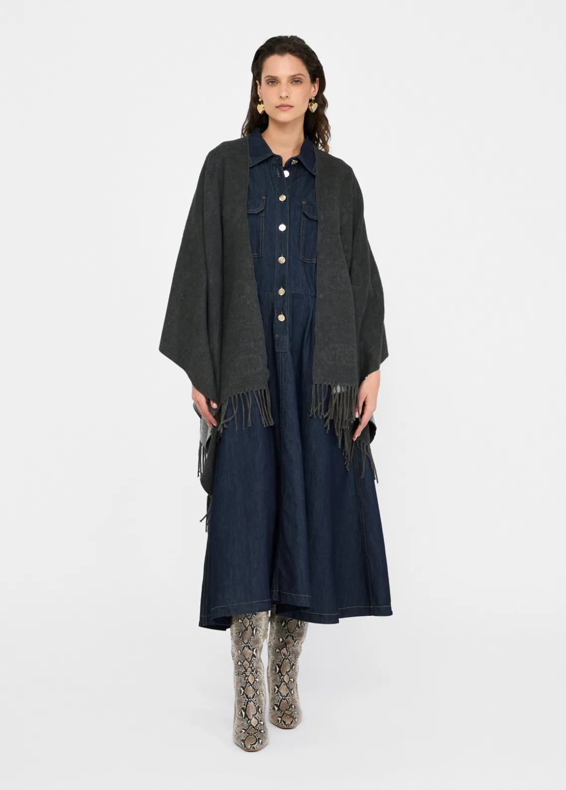 Liu Jo Poncho con logotipo y flecos-Mujer Abrigos Y Chalecos