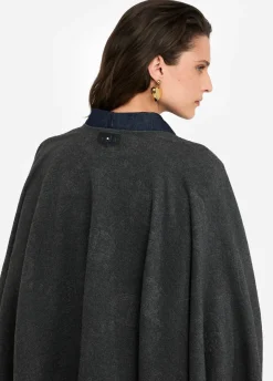 Liu Jo Poncho con logotipo y flecos-Mujer Abrigos Y Chalecos