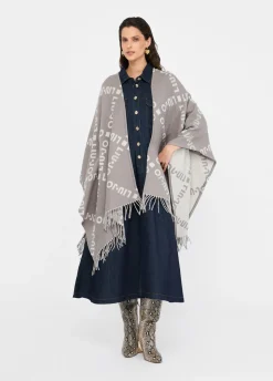 Liu Jo Poncho con logotipo y flecos-Mujer Abrigos Y Chalecos