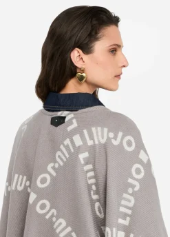 Liu Jo Poncho con logotipo y flecos-Mujer Abrigos Y Chalecos
