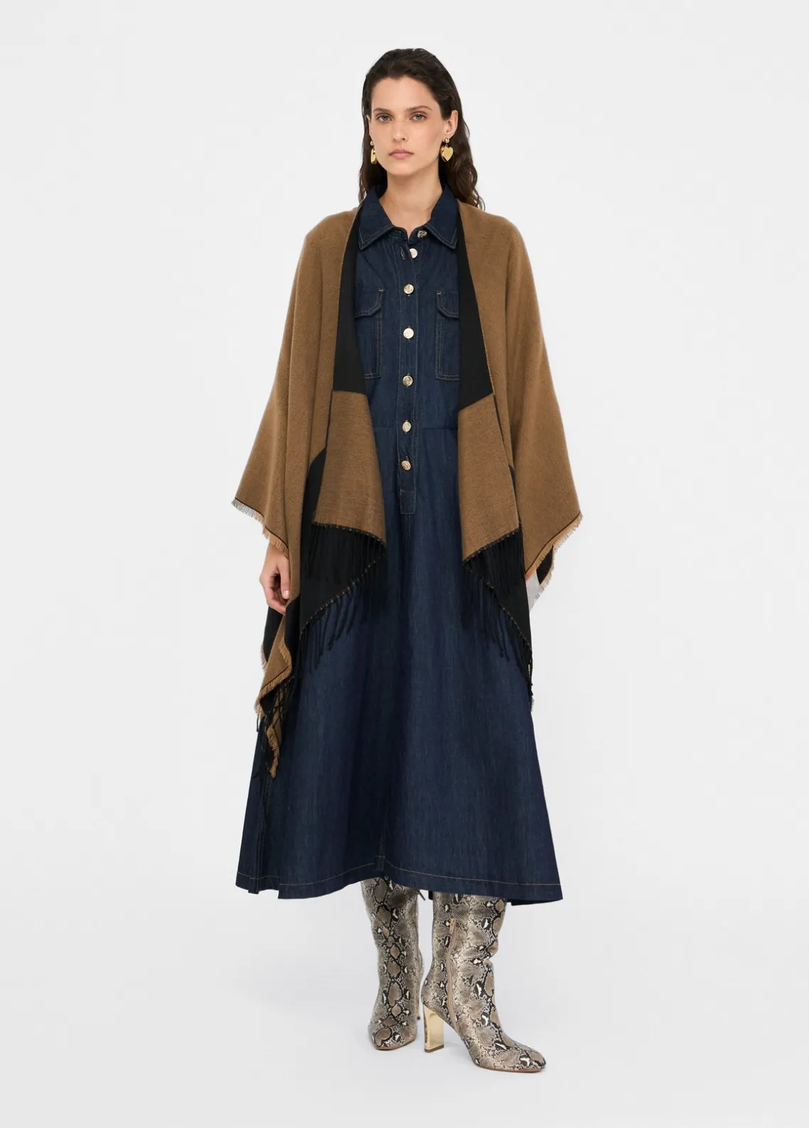 Liu Jo Poncho con logotipo y flecos-Mujer Abrigos Y Chalecos
