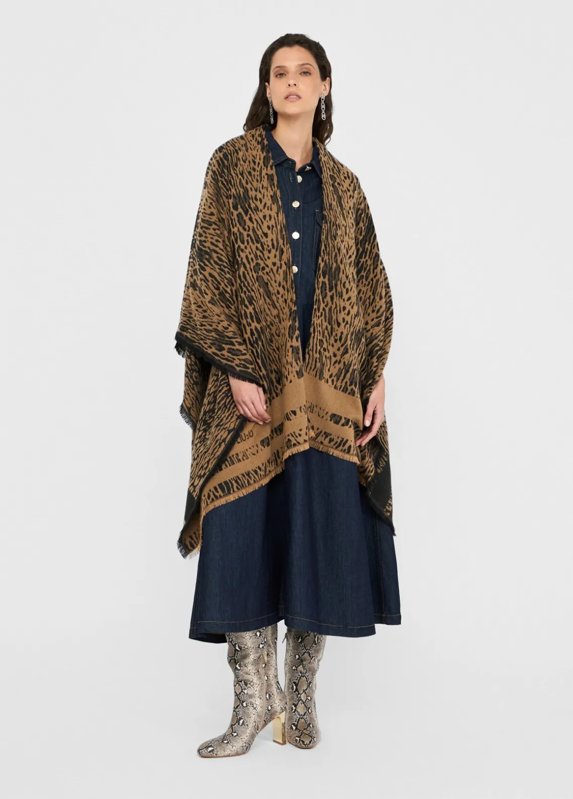 Liu Jo Poncho con motivo animal-Mujer Abrigos Y Chalecos