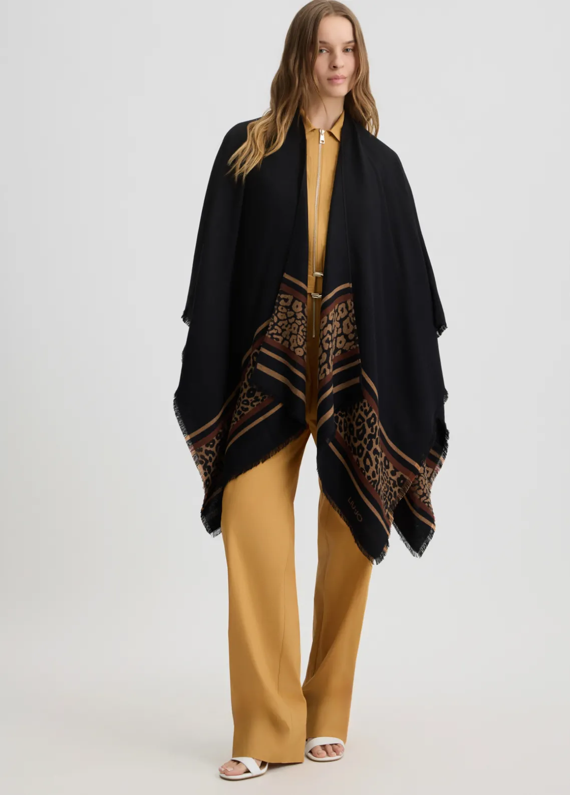 Liu Jo Poncho con motivo animal-Mujer Abrigos Y Chalecos
