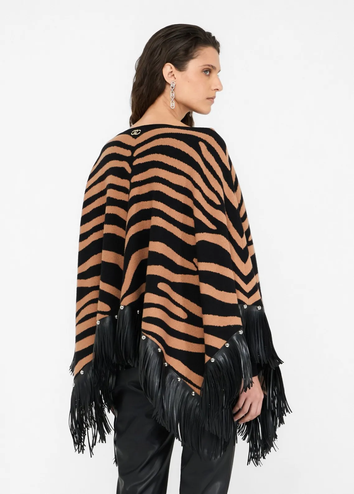 Liu Jo Poncho de cebra con flecos-Mujer Abrigos Y Chalecos