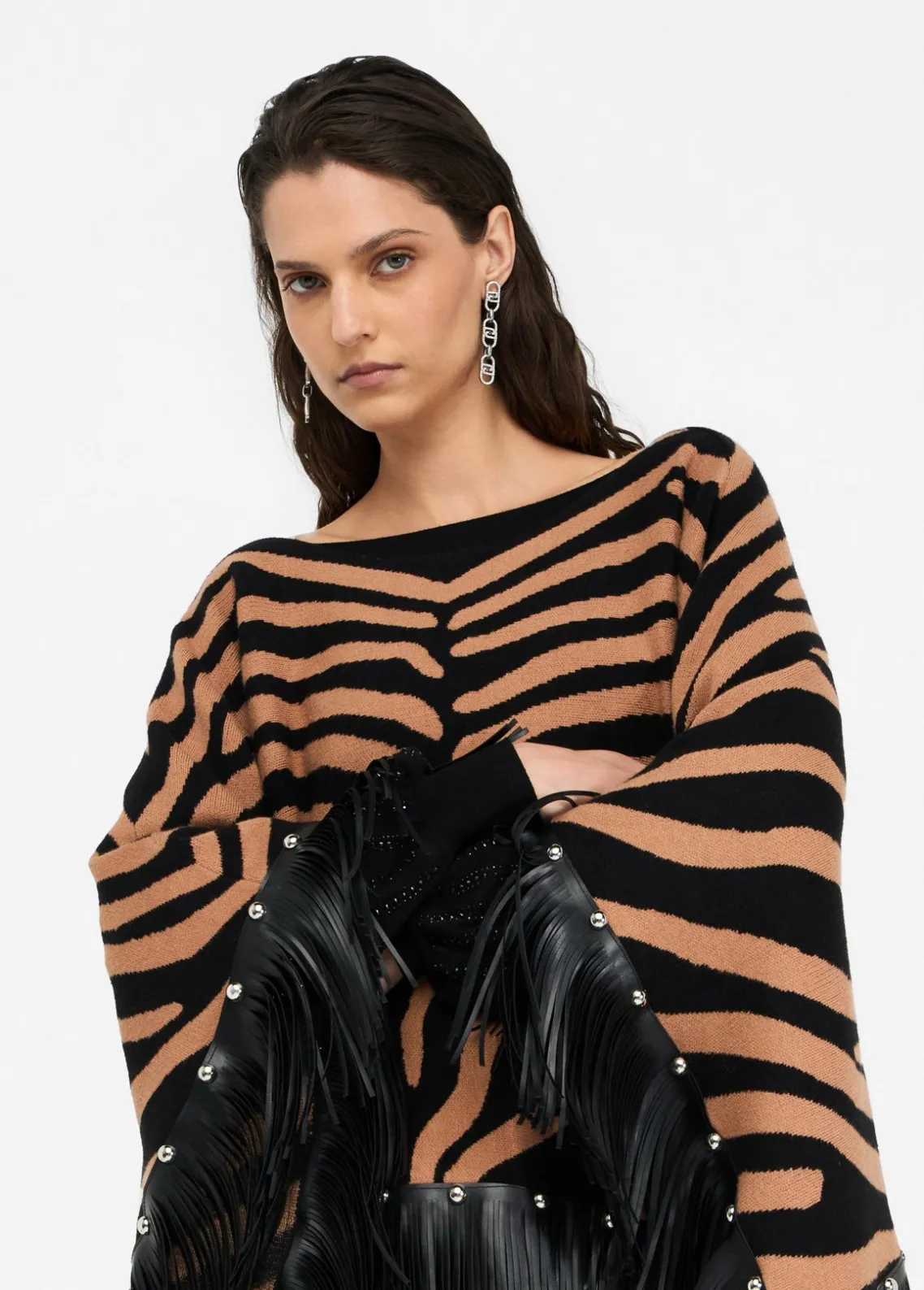 Liu Jo Poncho de cebra con flecos-Mujer Abrigos Y Chalecos