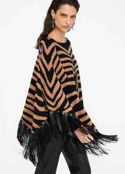 Liu Jo Poncho de cebra con flecos-Mujer Abrigos Y Chalecos