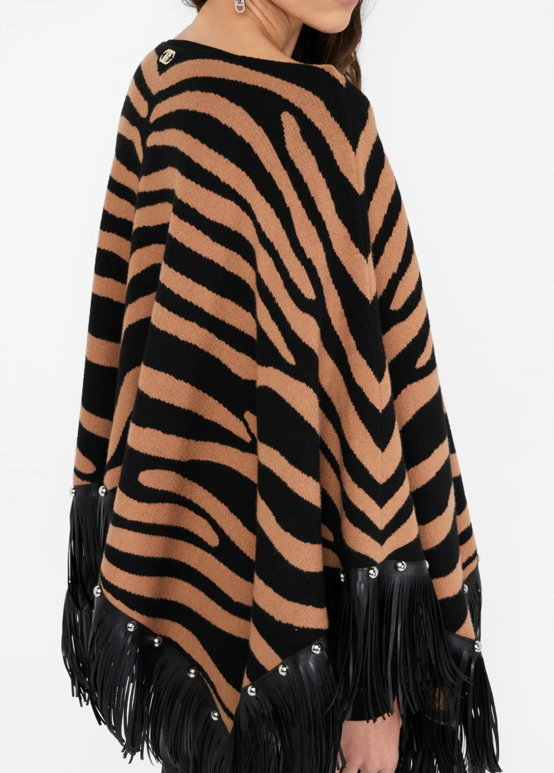 Liu Jo Poncho de cebra con flecos-Mujer Abrigos Y Chalecos