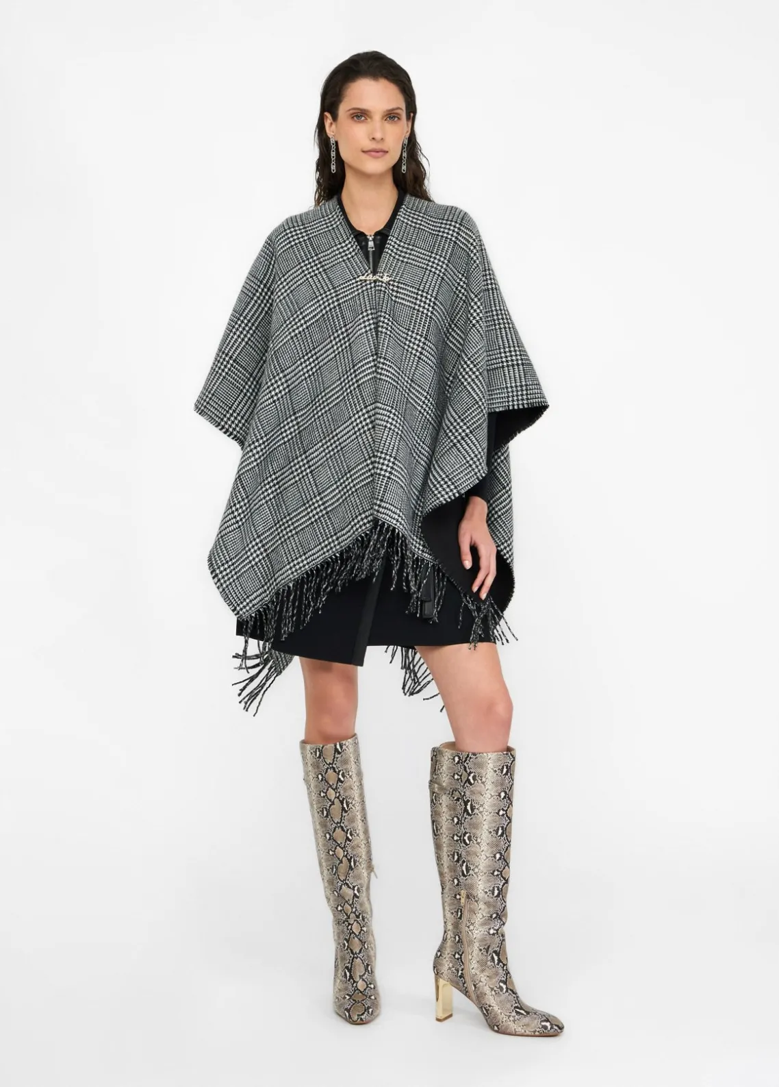 Liu Jo Poncho de Príncipe de Gales-Mujer Abrigos Y Chalecos