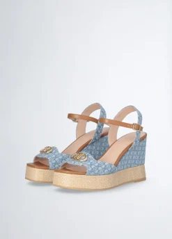 Liu Jo Sandalias de denim con cuña y monograma-Mujer Sandalias