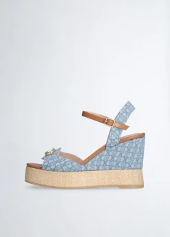 Liu Jo Sandalias de denim con cuña y monograma-Mujer Sandalias