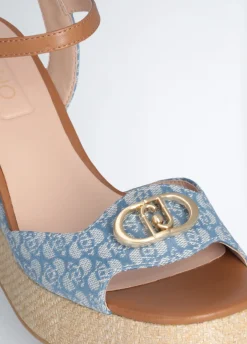 Liu Jo Sandalias de denim con cuña y monograma-Mujer Sandalias