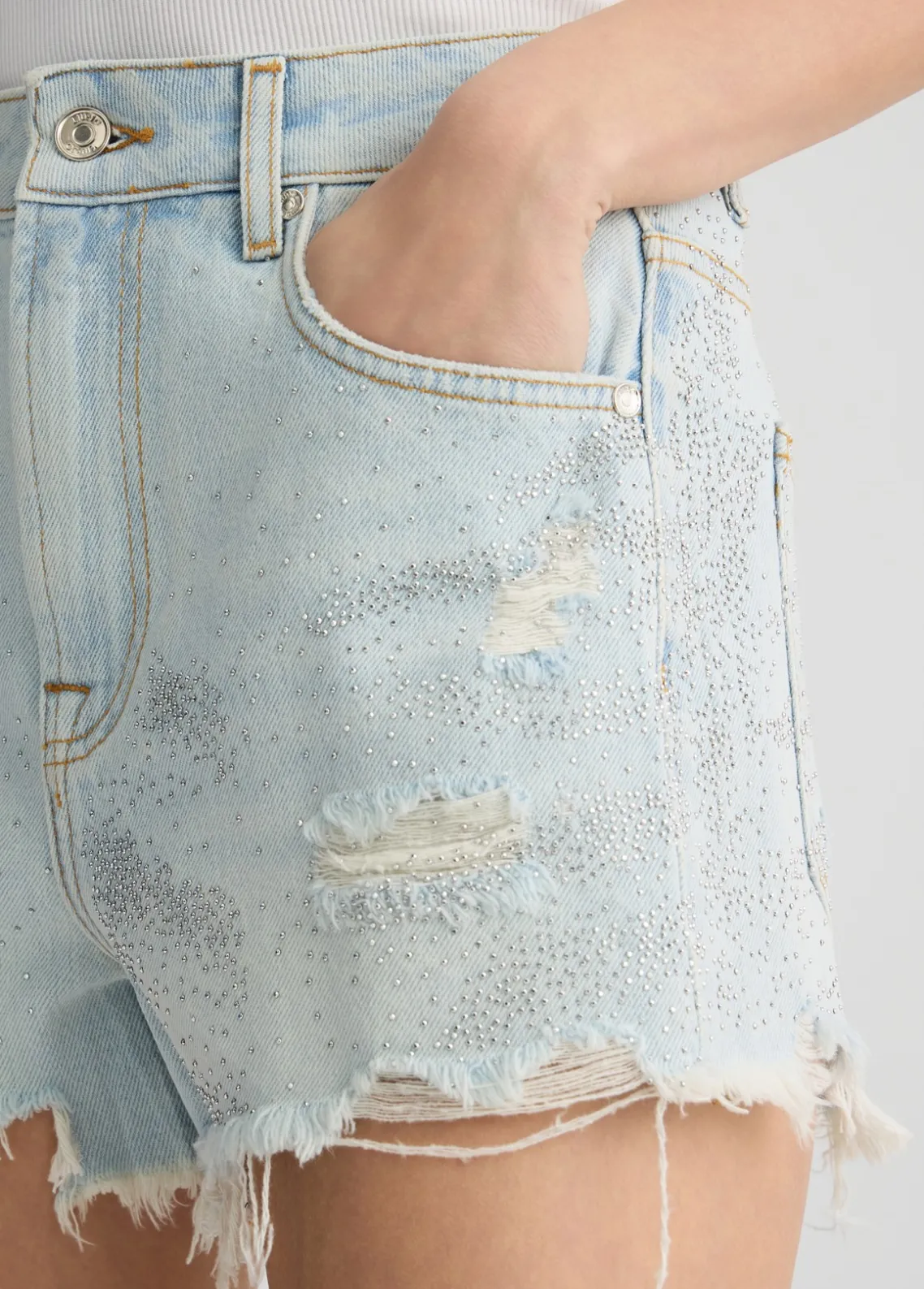 Liu Jo Shorts vaqueros con strass-Mujer Pantalones