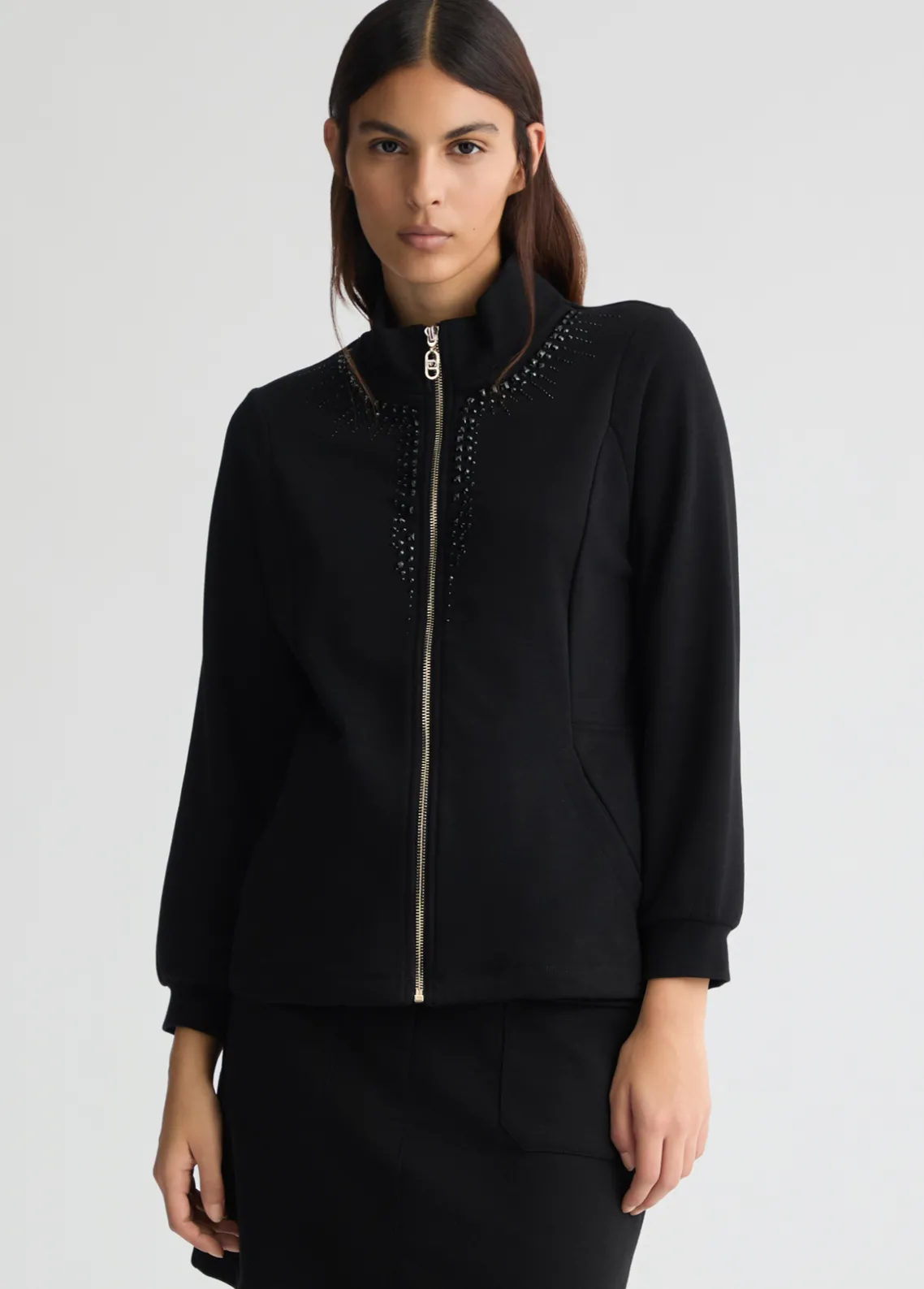 Liu Jo Sudadera con cremallera y strass-Mujer Sudaderas