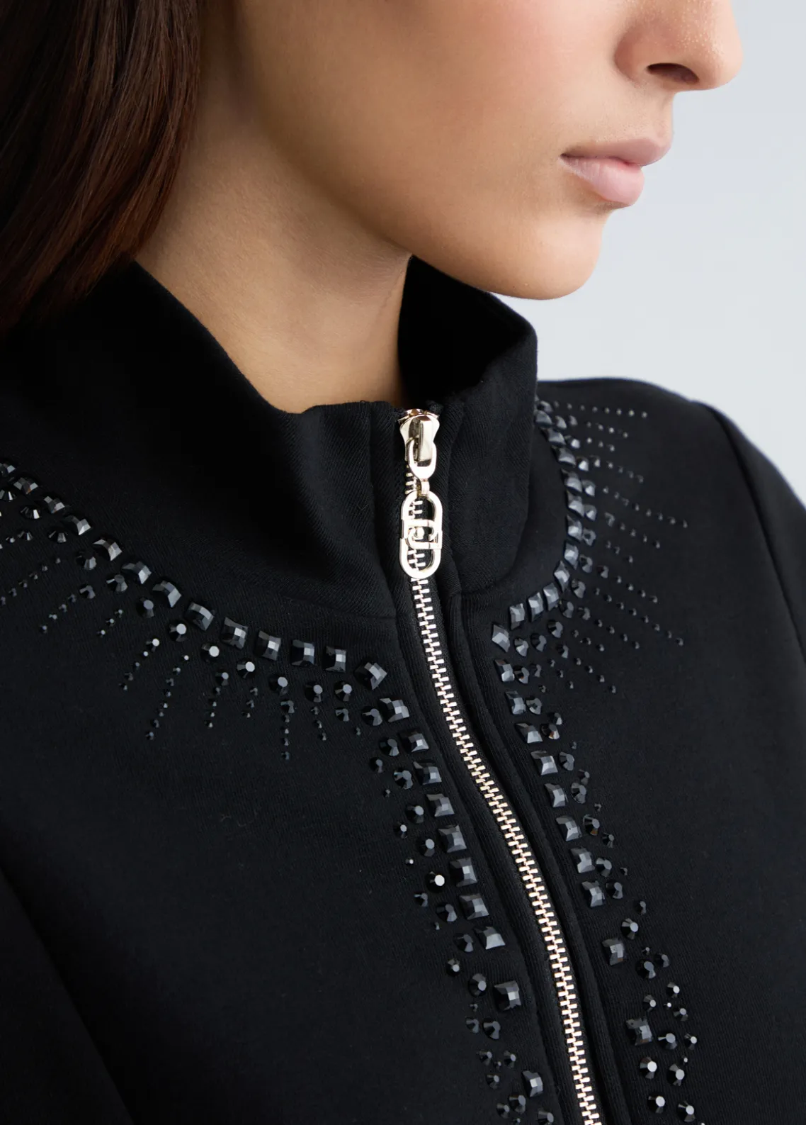 Liu Jo Sudadera con cremallera y strass-Mujer Sudaderas