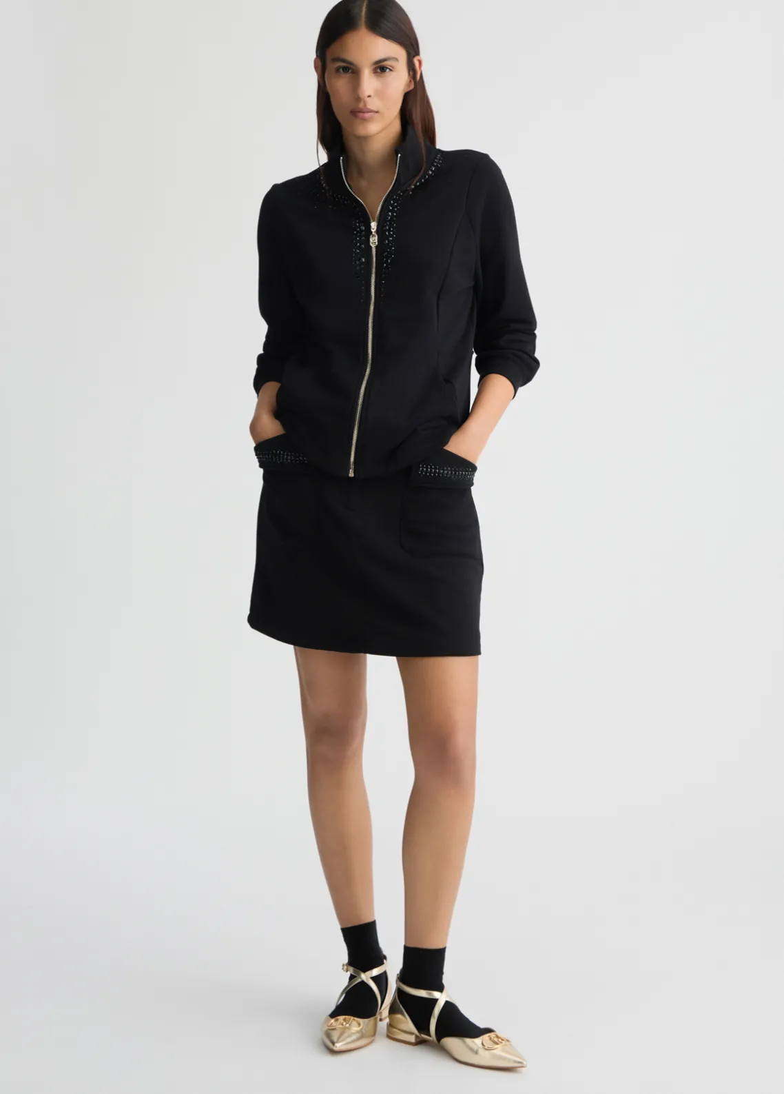 Liu Jo Sudadera con cremallera y strass-Mujer Sudaderas