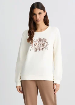 Liu Jo Sudadera con logotipo con estampado animal y strass-Mujer Sudaderas|Ropa Deportiva