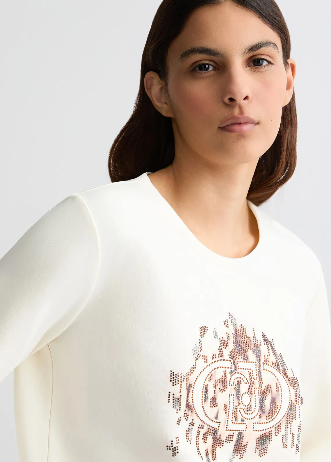 Liu Jo Sudadera con logotipo con estampado animal y strass-Mujer Sudaderas|Ropa Deportiva