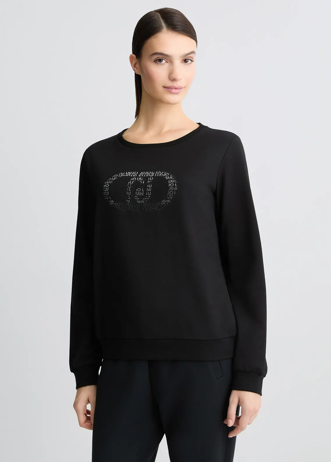 Liu Jo Sudadera con logotipo y strass-Mujer Sudaderas|Ropa Deportiva