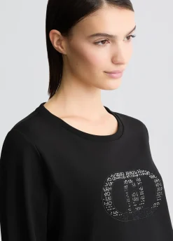 Liu Jo Sudadera con logotipo y strass-Mujer Sudaderas|Ropa Deportiva