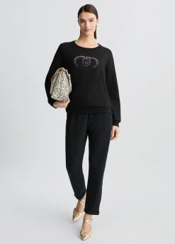 Liu Jo Sudadera con logotipo y strass-Mujer Sudaderas|Ropa Deportiva
