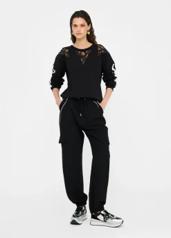 Liu Jo Sudadera de algodón con encaje-Mujer Sudaderas|Ropa Deportiva