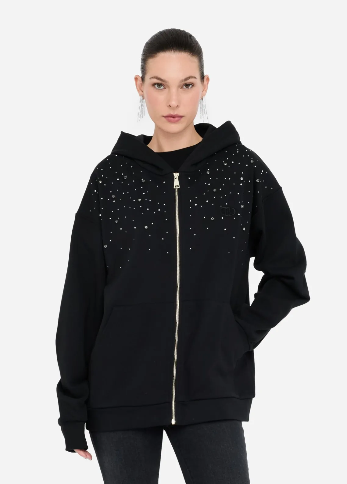 Liu Jo Sudadera de algodón con strass-Mujer Sudaderas