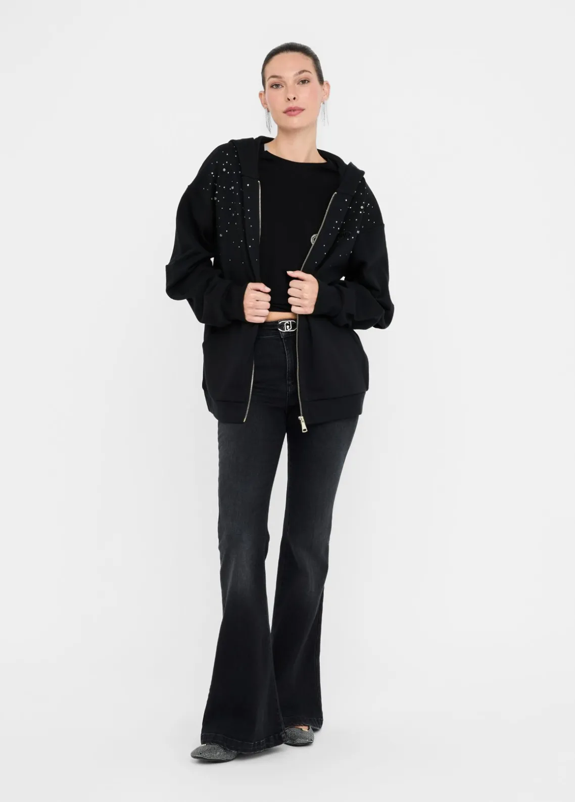 Liu Jo Sudadera de algodón con strass-Mujer Sudaderas