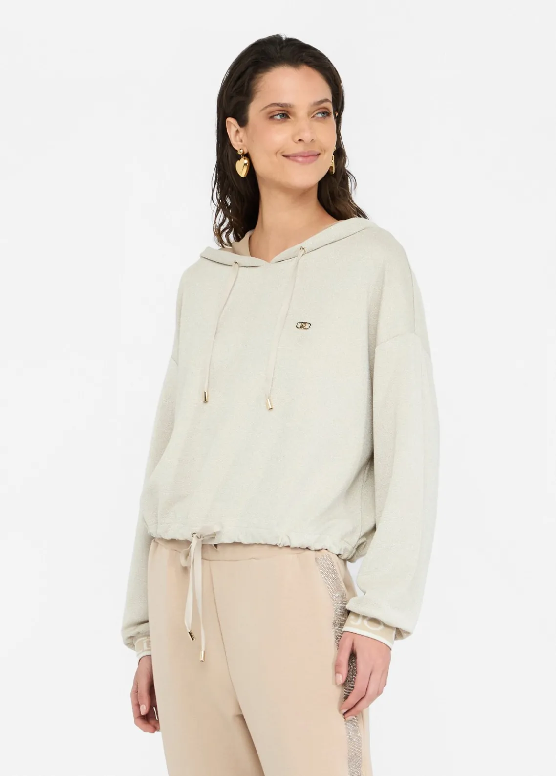 Liu Jo Sudadera de lurex® con capucha-Mujer Sudaderas|Ropa Deportiva