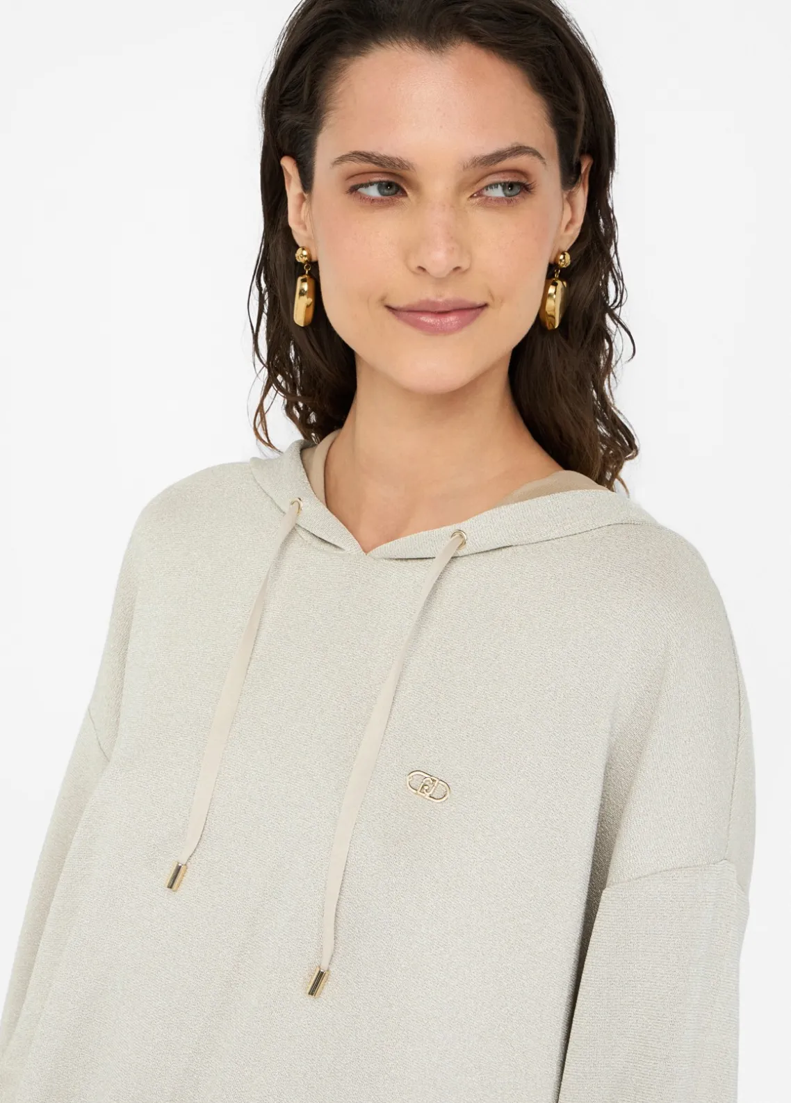 Liu Jo Sudadera de lurex® con capucha-Mujer Sudaderas|Ropa Deportiva