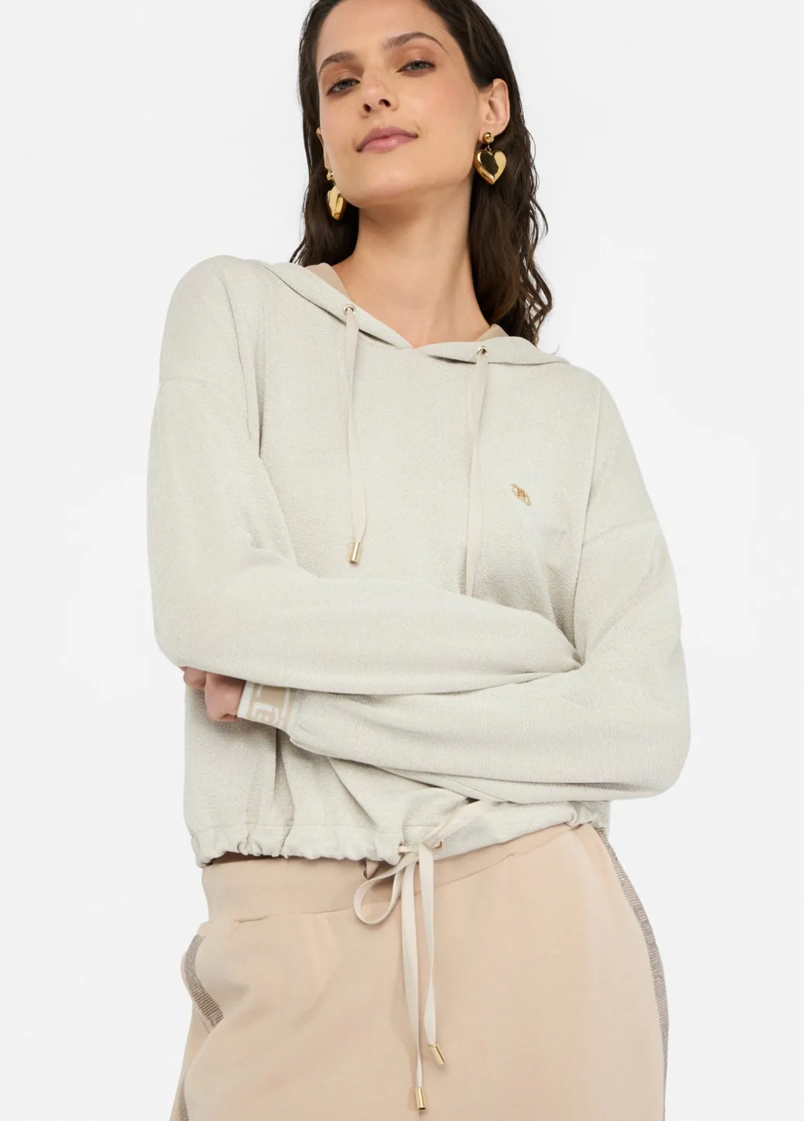 Liu Jo Sudadera de lurex® con capucha-Mujer Sudaderas|Ropa Deportiva