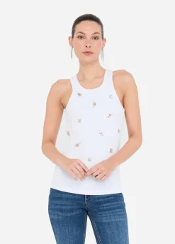 Liu Jo Top con aplicaciones joya-Mujer Camisetas Y Tops