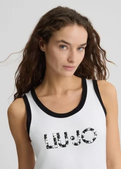 Liu Jo Top con logotipo y perlas-Mujer Moda Baño|Camisetas Y Tops