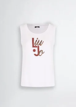 Liu Jo Top con logotipo y strass-Mujer Moda Baño|Camisetas Y Tops