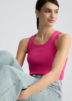 Liu Jo Top de algodón con logotipo-Mujer Camisetas Y Tops