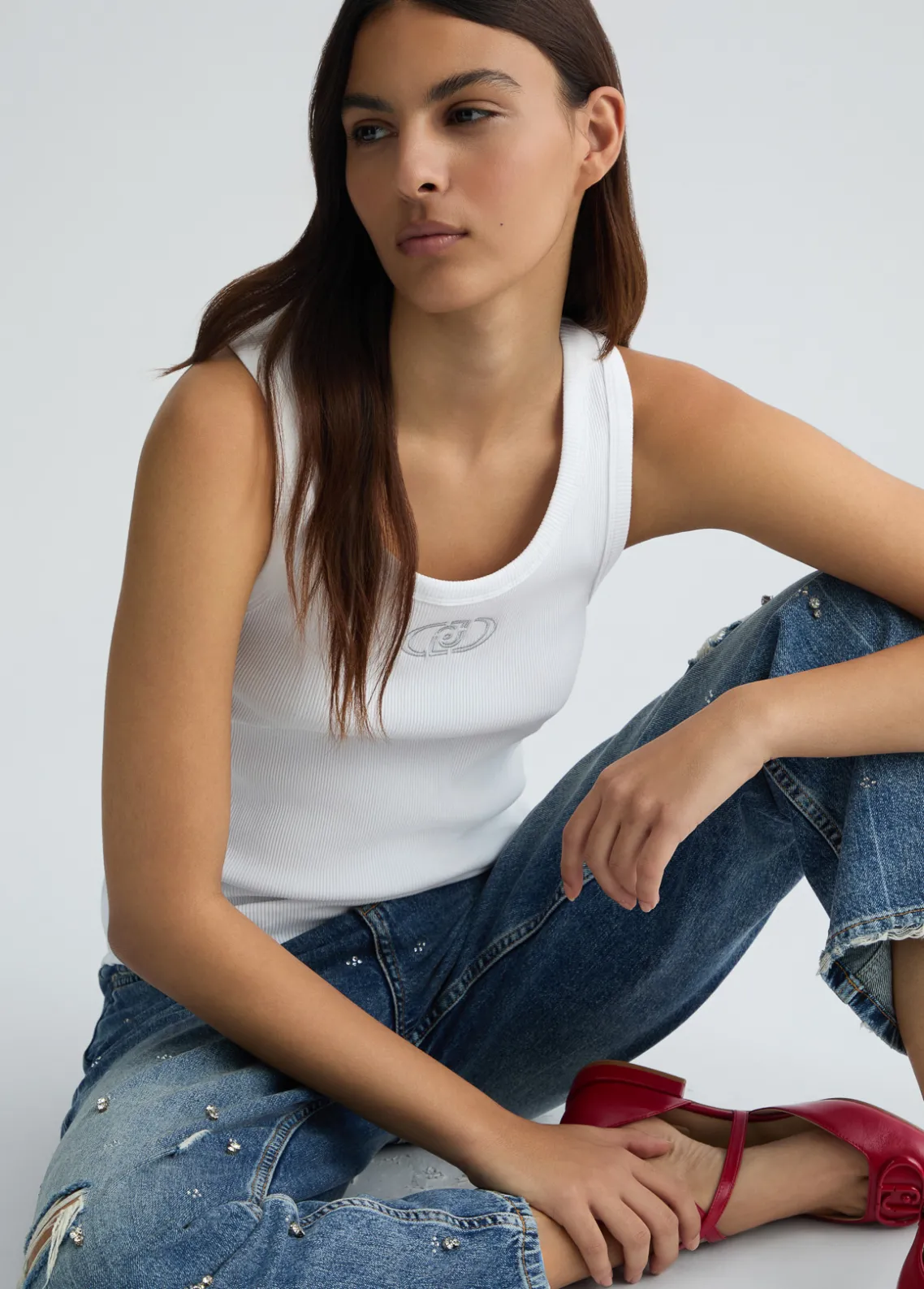 Liu Jo Top de algodón con logotipo-Mujer Camisetas Y Tops